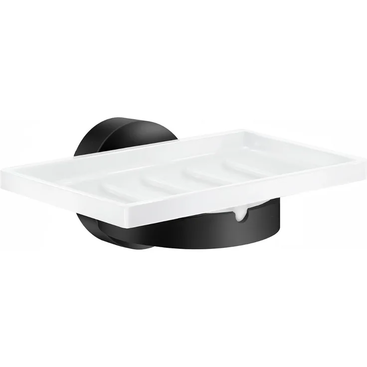 Smedbo Home Porzellan Seifenschale mit Halter schwarz HB342P