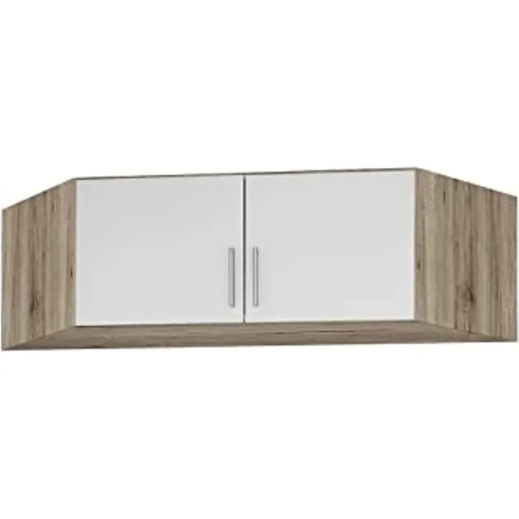 Rauch Möbel Celle Schrank Eckschrank Schrankaufsatz in Weiß / Eiche Sanremo hell, 2-türig, BxHxT 117 x 39 x 117 cm