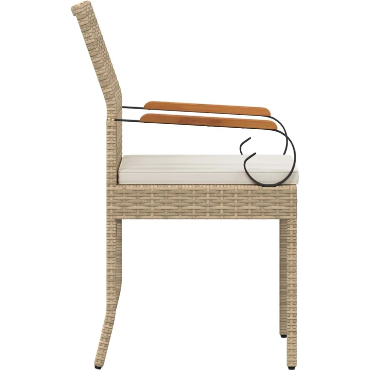 vidaXL Gartenstühle 4 Stk. Beige und Cremeweiß Poly-Rattan und Akazie 42025887 – Bild 7