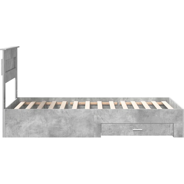 vidaXL Bettrahmen Beton Grau und Silber 75 x 190 cm Holzwerkstoff 3410045 – Bild 7