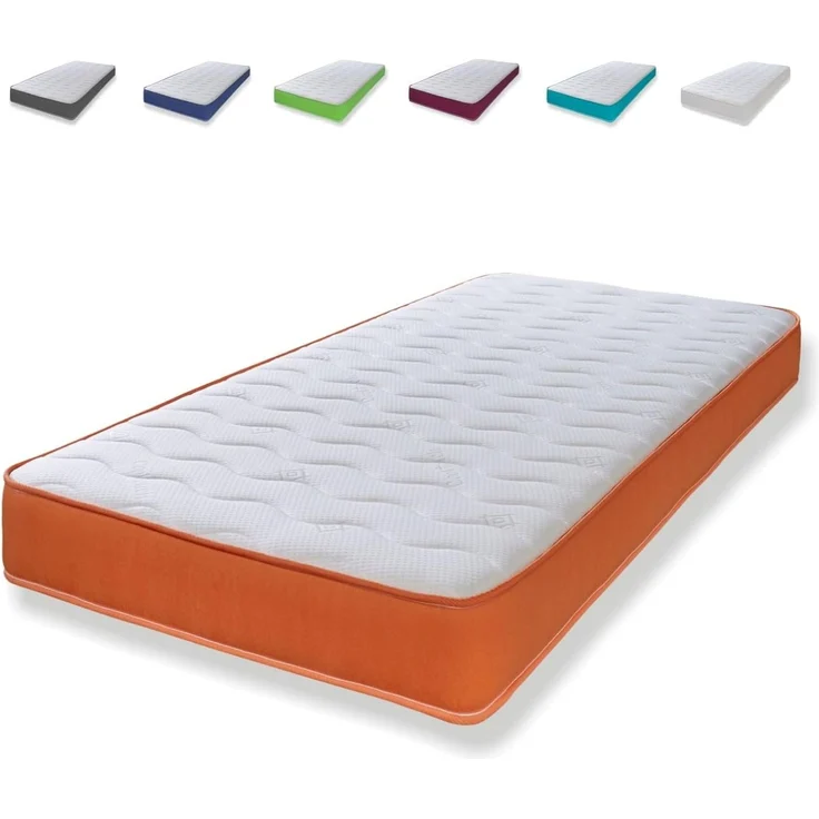 eXtreme comfort ltd Cooltouch Colours Orange Wave Hybrid-Matratze mit Memory-Schaum und Pinna-Coil-Federkernmatratze mit orangefarbenem Rand, 18 cm tief, 75x175 cm