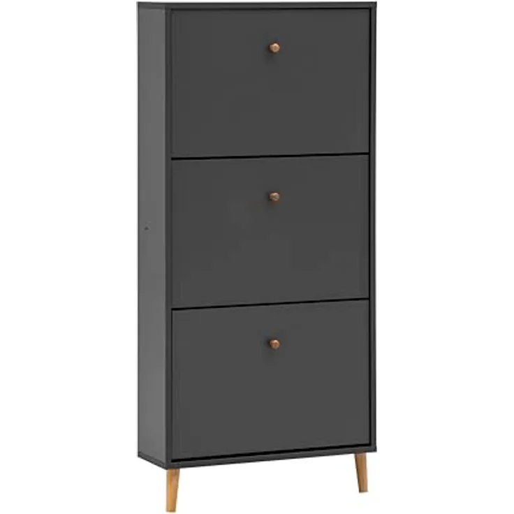 MID.YOU Schuhkipper, Anthrazit, Massivholz aus Eiche und Esche, 59.8x131x19.55 cm, Stehend, Schuhaufbewahrung