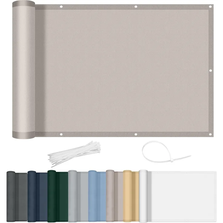 AXT SHADE Balkon Sichtschutz Wetterfest 120x500 cm Balkonverkleidung Balkonabdeckung Balkonbespannung Blickdichte Windschutz und UV-Schutz mit Kabelbinder für Balkongeländer-Taupe
