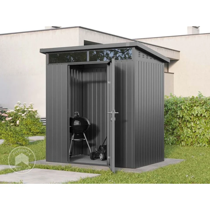 GFP Primeyard Gerätehaus Metall Gartenhaus 180x120x205 cm Geräteschuppen Satteldach anthrazit – Bild 2