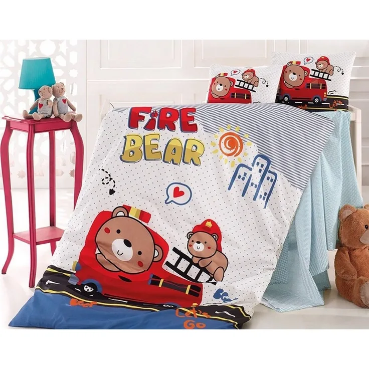 Feuerwehr Baby Bettwäsche Wendebettwäsche Fire Bear 100x135 cm