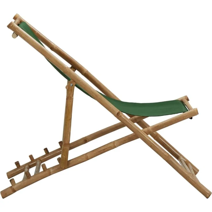 vidaXL Liegestuhl Bambus und Canvas Grün 313021 – Bild 5