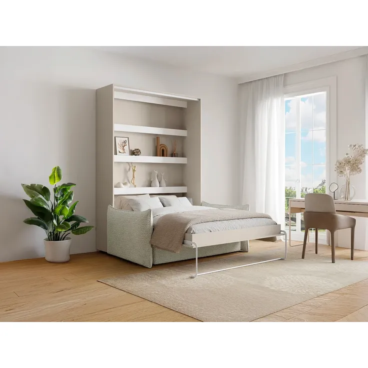 Vente-unique - RAPILI Bett Holz, Platte Beige - B 133 cm239,2 cm x H 225,2 cm x L 200 cm – Bild 2