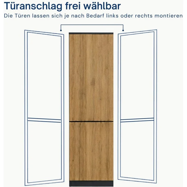 Home Collective Kleiderschrank Garderobenschrank Mehrzweckschrank Schrank platzsparend & vielseitig (50 x 40 x 180,5 cm (BxTxH), ideal für Schlafzimmer Flur & Arbeitszimmer) mit 2 Türig & 5 Einlegeböden in anthrazit-eiche – Bild 2