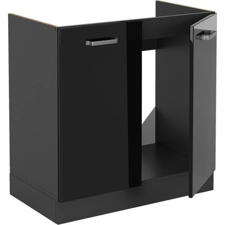 Spülenunterschrank R-Line Schwarz Hochglanz 80 cm ohne Arbeitsplatte Vicco – Bild 3