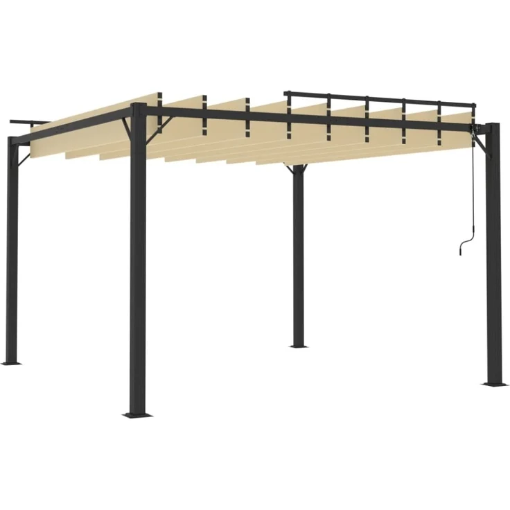 vidaXL Pergola mit Lamellendach 3x3 m Creme Stoff und Aluminium 313924 – Bild 8