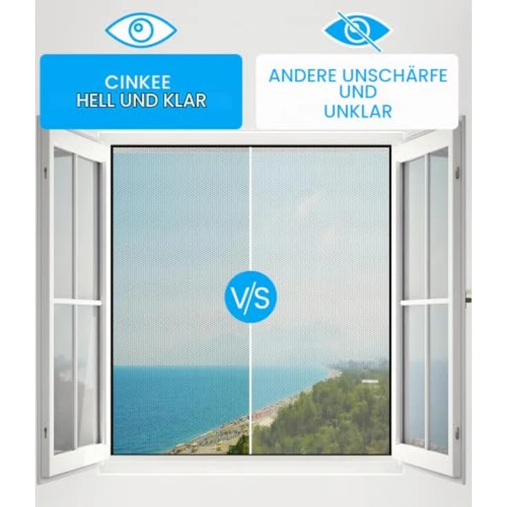 Fliegengitter Fenster 2er Set 150 x 155 cm | DIY zuschneidbar ohne Bohren, Klebemontage | Insektenschutz Fenster Fliegenvorhang Moskitonetz | mit Schneidewerkzeug | transparent, feinmaschig, Schwarz – Bild 2