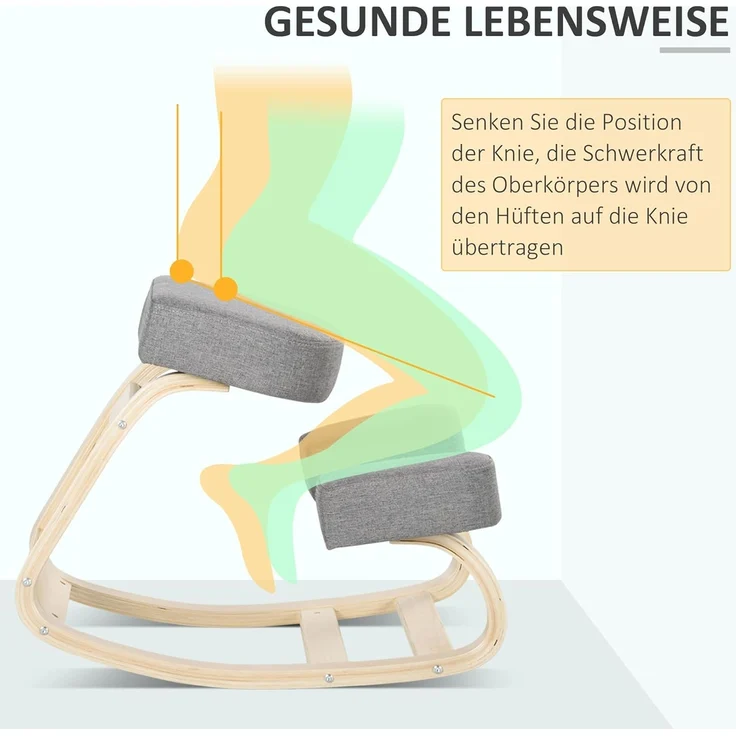 Vinsetto Stuhl Ergonomischer Kniestuhl zur Verbesserung der Körperhaltung (Gesundheitsstuhl, 1 St), für Zuhause, Büro, Grau – Bild 6