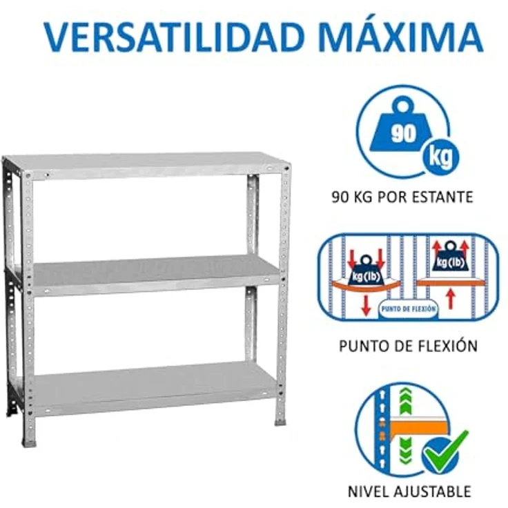 Simon Rack Metallregale, 1000 x 1000 x 500 mm, 3 Metallböden, 100 kg Biegepunkt, Lagerregale, verzinkt, Komfort – Bild 6