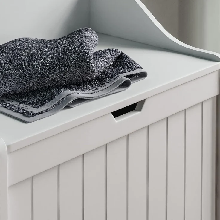 Home Discount priano Badezimmer Schrank Schrank Brust Mülleimer Holzkorb Einheit Wäschesack, Weiß – Bild 5