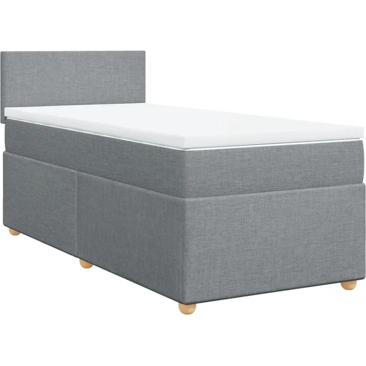 vidaXL Boxspringbett mit Matratze Hellgrau 90x200 cm Stoff 3288856 – Bild 3