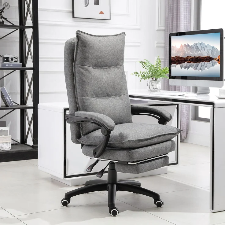 MELAYR, Massage-Bürostuhl, Schreibtischsessel mit Massagefunktion, höhenverstellbarer, 70 x 62 x 130 cm, Grau – Bild 4