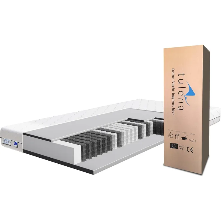 NOX Taschenfederkern Matratze 80x200 Federkernmatratze H1 + H2 Basic 17cm hoch| Probeschlafen | Rollmatratze Wendematratze