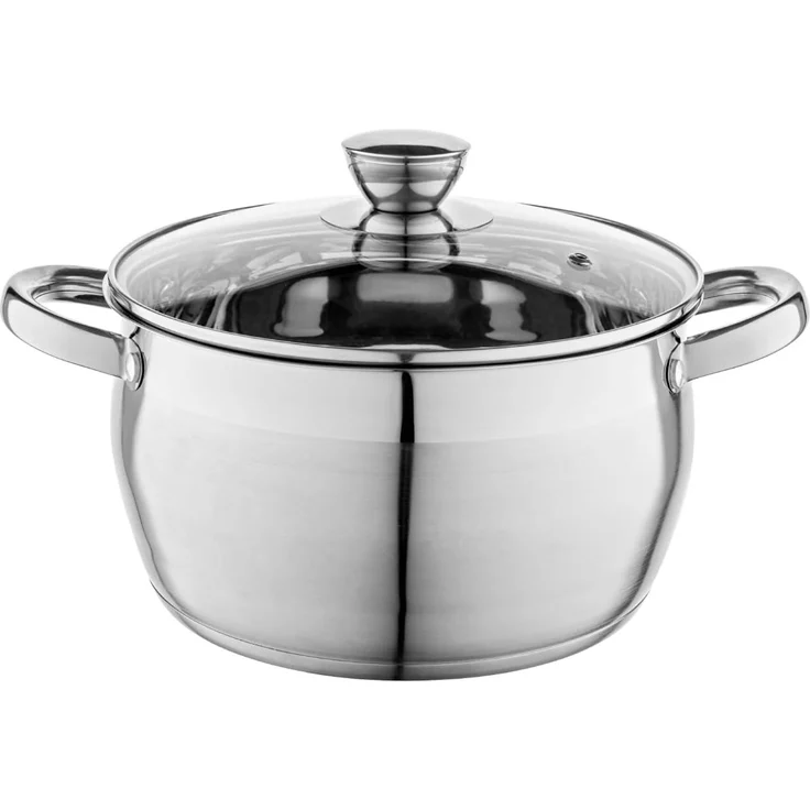 FLORINA Topf aus Edelstahl (4,8 l) 22 cm I Kochtopf OLIVER mit Glasdeckel I Mit Messbecher I Spülmaschinengeeignet I Nudeltopf, Suppentopf, Pastatopf I Ideal für alle Herdarten und Induktion