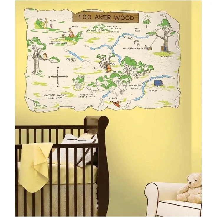 RoomMates Disney Winnie the Pooh 100 Aker Holz Map GIANT Wandtattoo