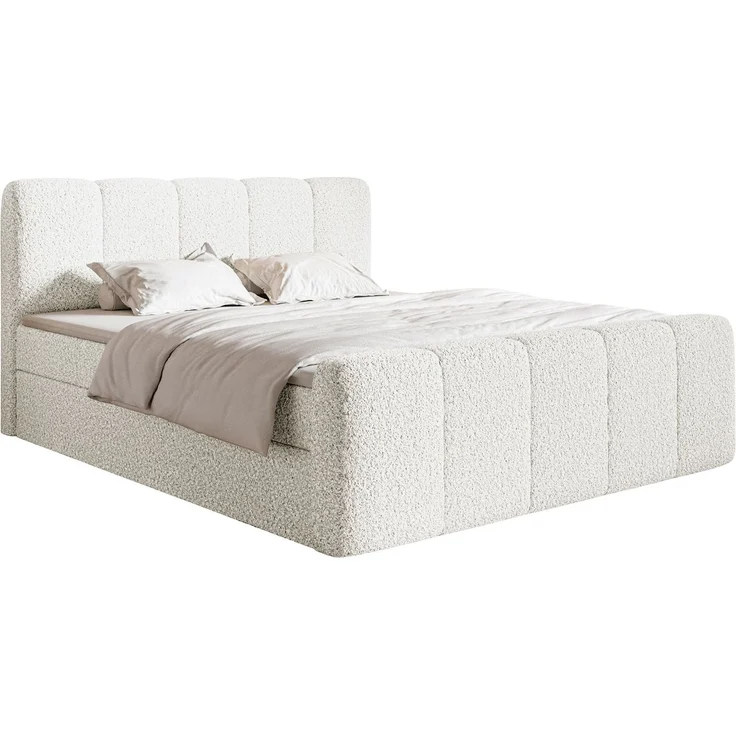 Selsey 'Cloudy II' Boxspringbett mit Bettkästen und Topper Bouclé Creme, 200x200 cm – Bild 1
