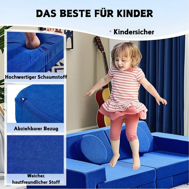 LEADZM Kindersofa Kindersofa Spielsofa, Schaumstoff Stapelsteine für Kinder, Kindercouch – Bild 2