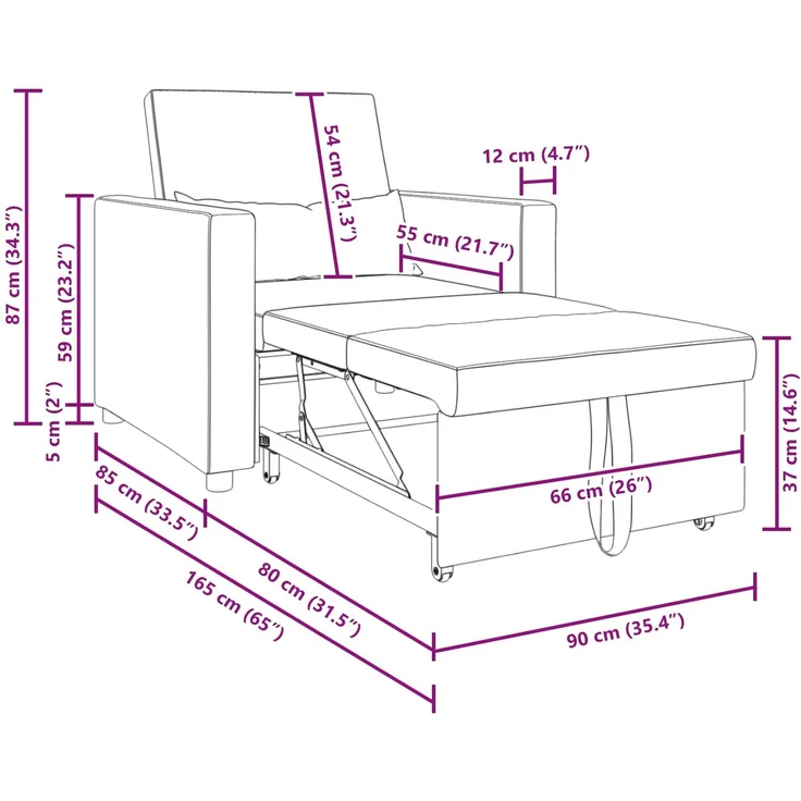 vidaXL Ausziehbare Schlafcouch Einzel Blau 90 x 165 x 87 cm Stoff 42002692 – Bild 10