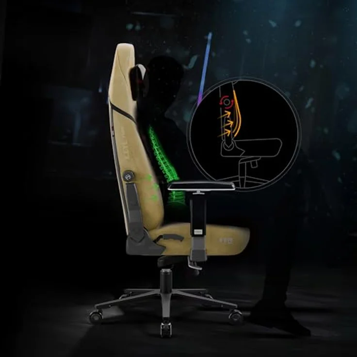 Diablo Ergonomischer Gaming Stuhl Stoff X.Eye Prime Pc Stuhl mit Magnet-Kopfstütze Gaming Sessel Kühlfunktion Gaming Stuhl Ergonomisch Strapazierfähiger Stoff Gaming Chair 140 kg Broken Gold – Bild 10