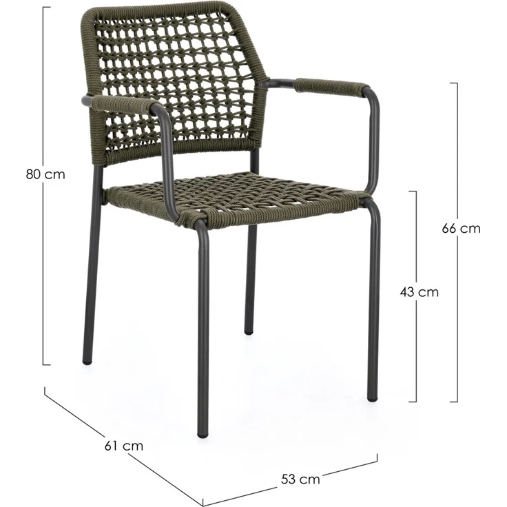 Gartenstuhl Adajra aus Aluminium, modernes Design, stapelbar, Grün Anthrazit, Outdoor – Bild 2