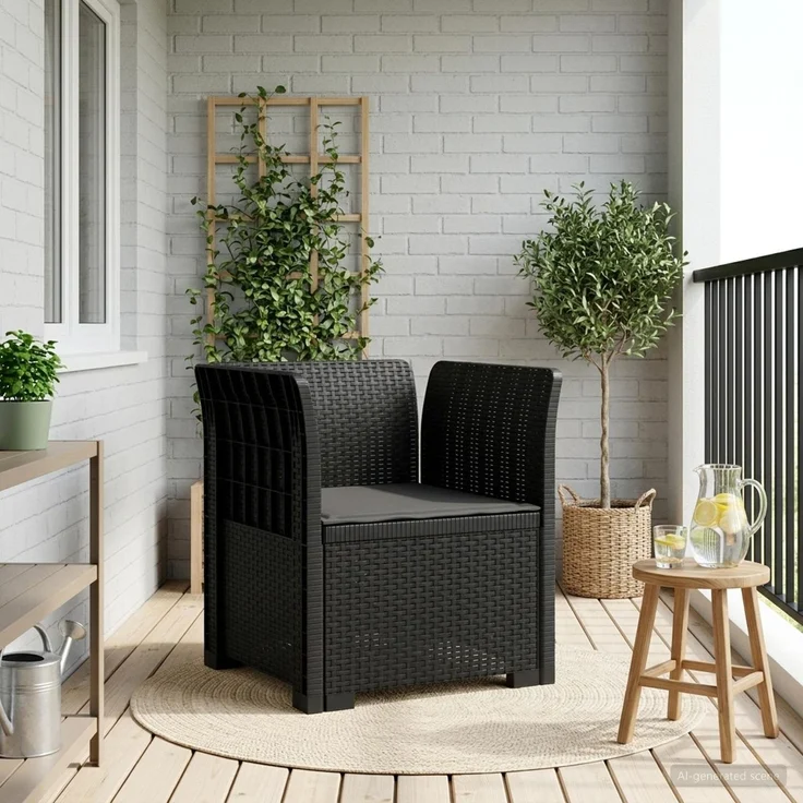 vidaXL 1-Sitzer Sessel mit Kissen Rattan-Look PP Anthrazit 8011853 – Bild 1