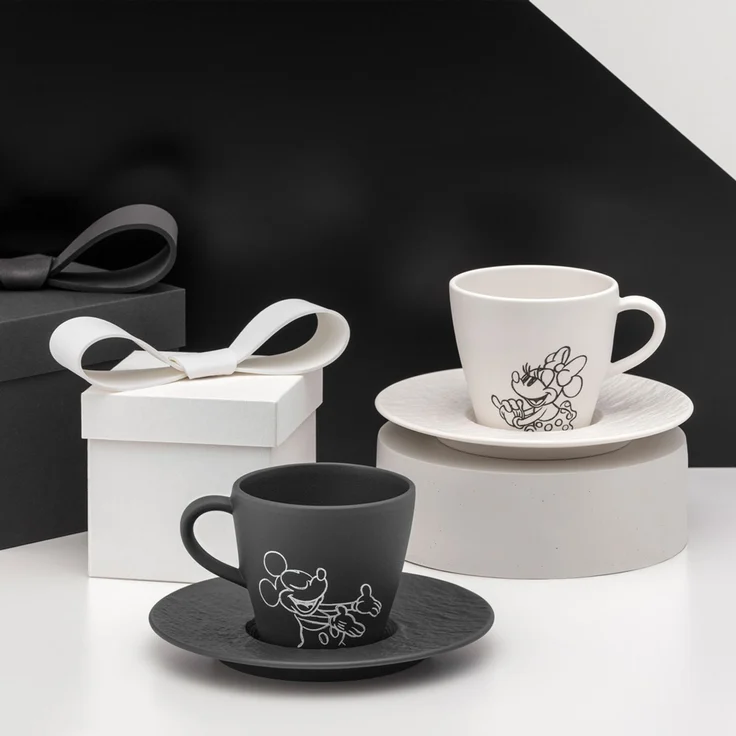 Villeroy & Boch Manufacture Rock - Mickey Mouse Kaffeetasse mit Untertasse 160 ml 2er Set – Bild 2
