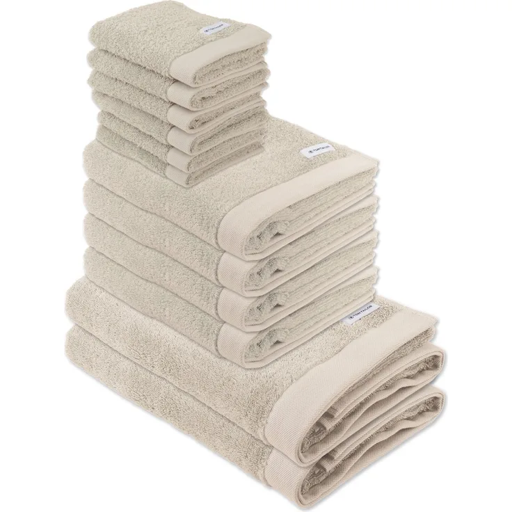 TOM TAILOR Handtuch Set, 12-tlg. - Color Bath, 2x Duschtuch, 4x Handtuch, 6x Gästetuch Sand Set
