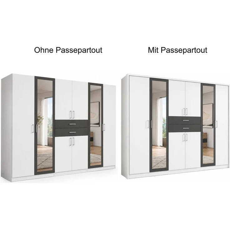 Passepartoutrahmen zu Kleiderschrank Abschlussrahmen Drehtürenschrank, Weiß, 273cm – Bild 6
