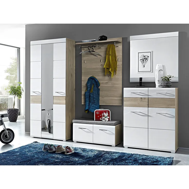 Garderoben-Set >Allison< in Weiß aus MDF - 252x200x40cm (BxHxT)