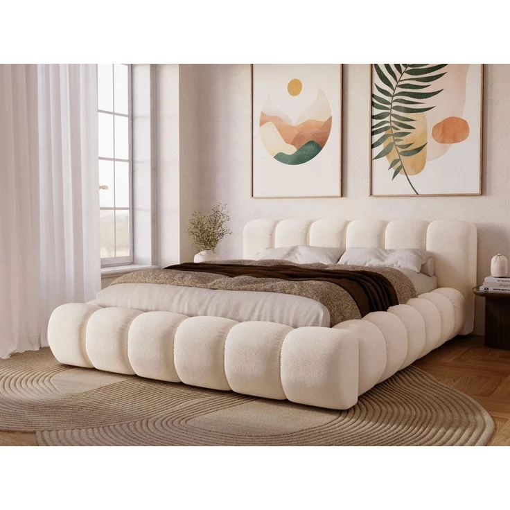 GrainGold Polsterbett mit Bettkästen DORIA, Modern Bett mit Kopfteil - 180x200 cm, Creme (1x Bett) – Bild 5