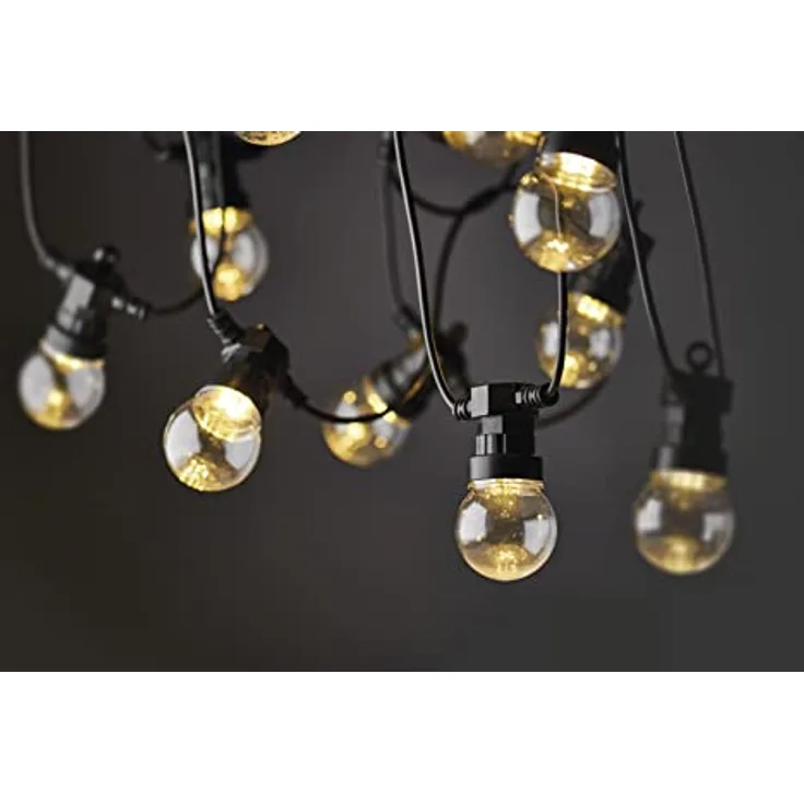 EMOS DCPW02 LED-Lichterkette warmweiß, 5m lange Partylichterkette mit 10 transparenten Kugel-LEDs, IP44, spritzwassergeschützt, für Innen und Außen, perfekte Deko für Feste und Feiertage