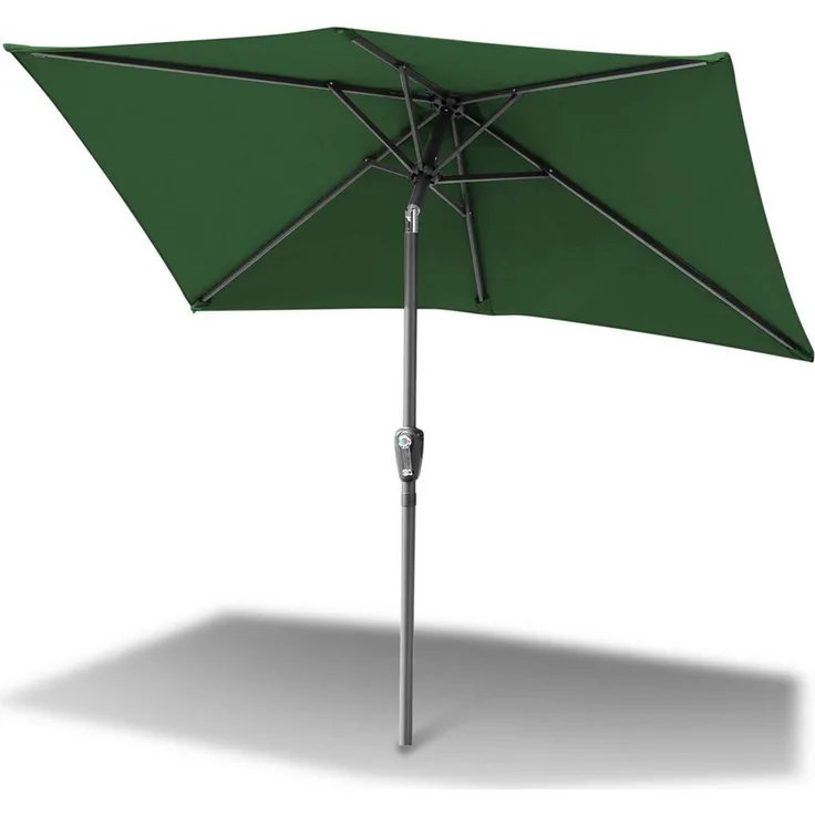 Clanmacy Sonnenschirm Rechteckig Balkonschirm 210x140 cm Sonnenschutz mit kurbel Grün, LxB: 210x140 cm, Stabiler knickbar/für Garten, Balkon, Terasse/Sonnenschutz