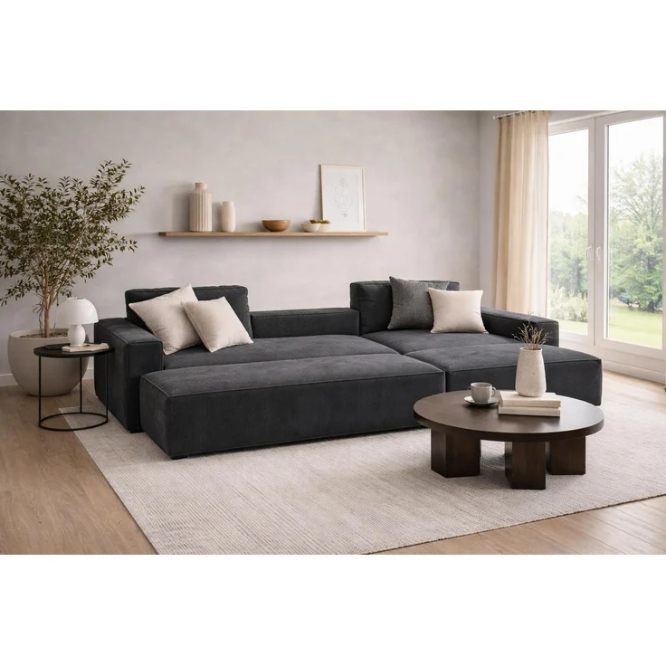 KRISAN MÖBEL Ecksofa EDEN in Anthrazit 235 x 75 x 144 cm, modernes Ecksofa mit Schlaffunktion Links und Rechts montierbar in – Bild 4