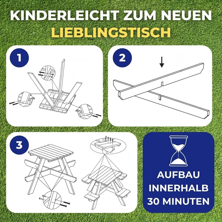 Coemo Kindersitzgruppe Romy Picknicktisch Holz Sitzgarnitur Gartentisch Braun – Bild 7