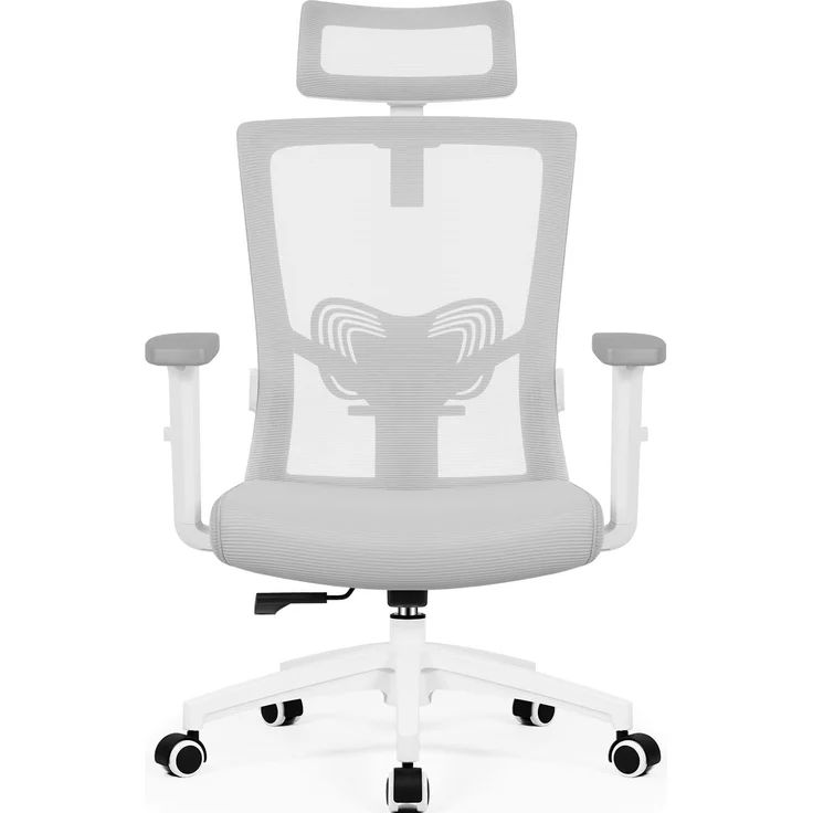 Daccormax Bürostuhl Ergonomisch, mit verstellbarer Kopfstütze, Lendenwirbelstütze & Wippfunktion, Mesh grau, 70 x 70 x 128 cm – Bild 1
