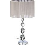 Relaxdays Nachttischlampe Kristall, Tischlampe mit Stoffschirm, 53 cm hoch, grau/silber, E27-Fassung, 40 W max.