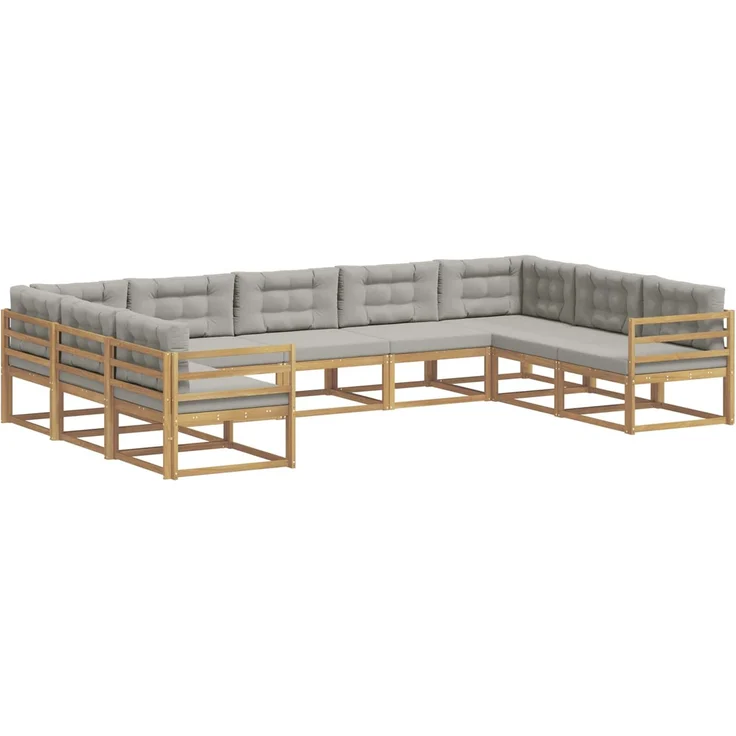 vidaXL Outdoor-Sofagarnitur 9 stk. 9-Sitzer Weiß und Hellgrau 3387020 – Bild 2