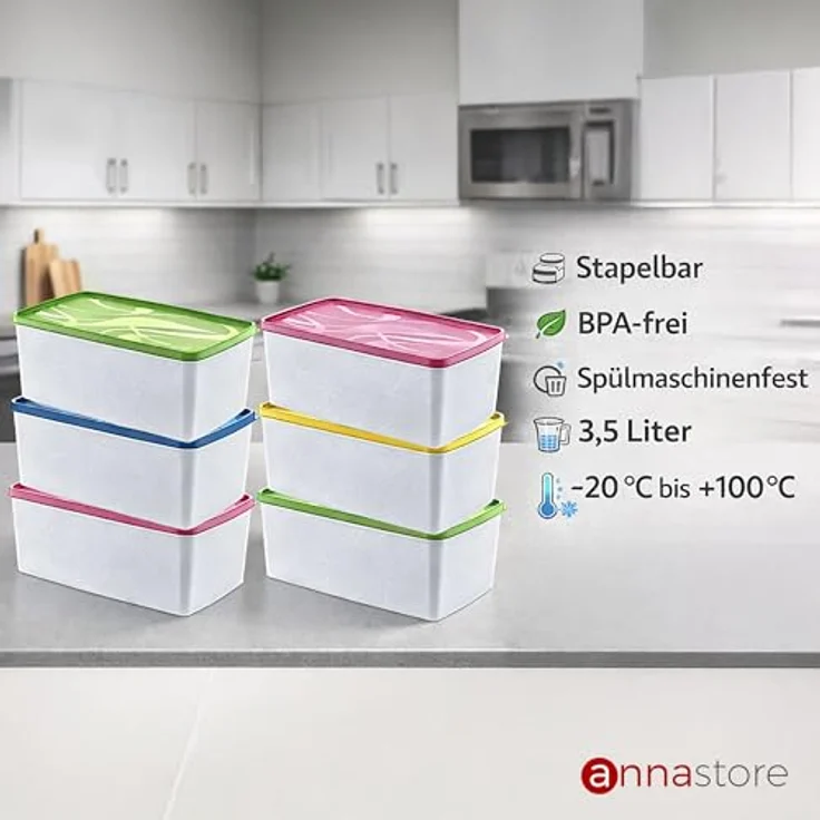 Annastore Vorratsdose Hochwertige Tiefkühldosen - Gefrierdosen - Tiefkühlboxen, von -20°C bis + 100°C - Gefrierboxen Luftdicht – Bild 4