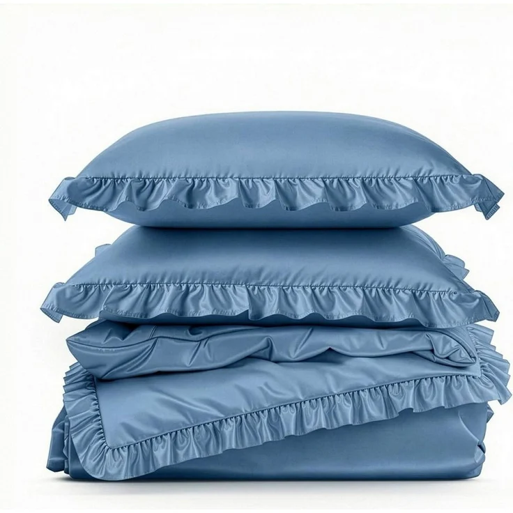 Design91 Bettwäsche, Polyester, 3 teilig, mit Rüschen – Bild 4