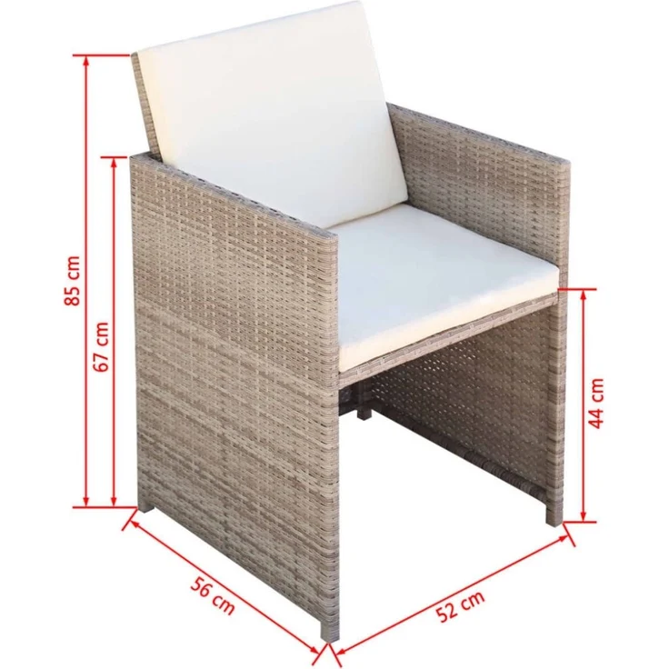 vidaXL 11-tlg. Garten-Essgruppe mit Auflagen Poly Rattan Beige 42557 – Bild 6