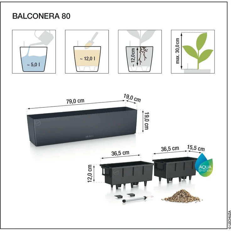 Lechuza Balkonkasten BALCONERA Cottage 80 cm, granit – Bild 23