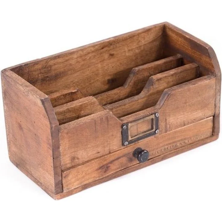 DESIGN DELIGHTS Aufbewahrungsbox BRIEFABLAGE "JUNA", Altholz massiv Holz, 25 cm, Holz Briefsammler – Bild 4
