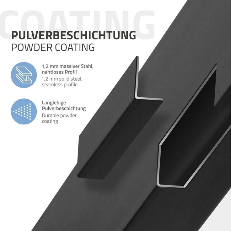 ML-DESIGN Tischbein Tischkufen I-Design Möbelfüße Tischgestell aus pulverbeschichtet Stahl, 4er Set Möbelbeine 72cm Schwarz glänzend 96° Neigung Tischfüße – Bild 2