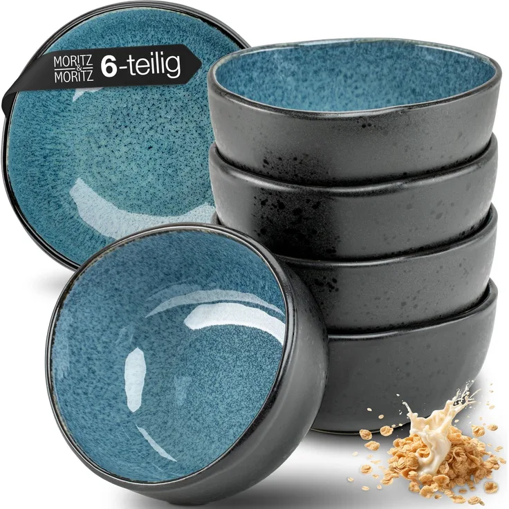 Moritz & Moritz ORGANIC 6 tlg. reaktiv blau Müslibowl Set