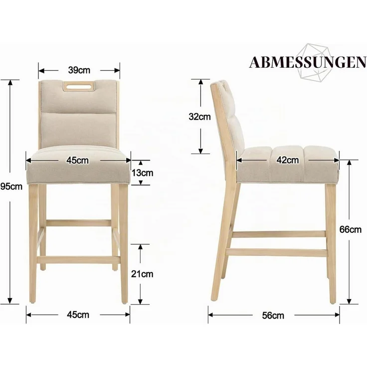 WAHSON OFFICE CHAIRS Barhocker Barhocker 2er Set Barstuhl Chenille Küche Tresenhocker mit Lehne (2 St) – Bild 2