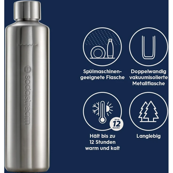 Sodastream Metallflasche DUO Thermic 0,8L, 1er-Pack Isolierflasche Thermoflasche Trinkflasche – Bild 4